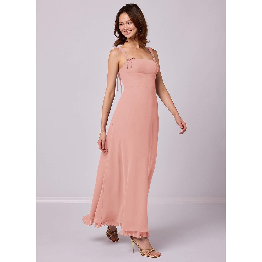 Azazie x Barbie Rosette A Line Pleated Hem Maxi Dress Size‎ 6 Feminine Romantic